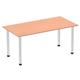 Impulse 1600mm Straight Table Beech Top Brushed Aluminium Post Leg