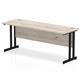 Impulse 1800 x 600mm Straight Desk Grey Oak Top Black Cantilever Leg