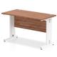 Impulse 1200 x 600mm Straight Desk Walnut Top White Cable Managed Leg