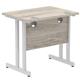 Impulse 800 x 600mm Straight Desk Grey Oak Top Silver Cantilever Leg