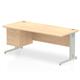 Impulse 1800 x 800mm Straight Desk Maple Top Silver Cable Managed Leg 1 x 2 Drawer Fixed Pedestal