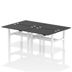 Air Back-to-Back 1200 x 800mm Height Adjustable 4 Person Bench Desk Black Top CP White Frame