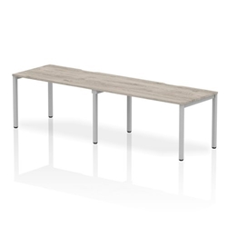 Evolve Plus 1400mm Single Row 2 Person Desk Grey Oak Top Silver Frame