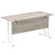 Impulse 1400 x 600mm Straight Desk Grey Oak Top White Cantilever Leg