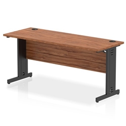Impulse 1600 x 600mm Straight Office Desk Walnut Top Black Cable Managed Leg