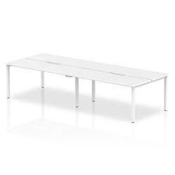 B2B Silver Frame Bench Desk 1400 White (4 Pod)