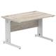 Impulse 1200 x 800mm Straight Desk Grey Oak Top Silver Cable Managed Leg