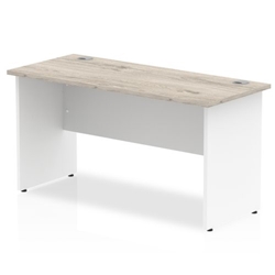 Impulse 1400 x 600mm Straight Desk Grey Oak Top White Panel End Leg