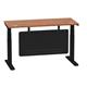 Air 1400 x 600mm Height Adjustable Desk Walnut Top Cable Ports Black Leg With Black Steel Modesty Panel