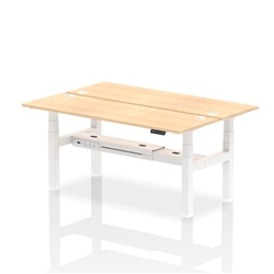 Air Back-to-Back 1800 x 600mm Height Adjustable 2 Person Bench Desk Maple Top CP White Frame