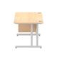 Impulse 1400 Rectangle Silver Cant Leg Desk MAPLE 1 x 2 Drawer Fixed Ped
