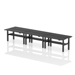 Air Back-to-Back 1600 x 600mm Height Adjustable 6 Person Bench Desk Black Top CP Black Frame