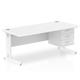 Impulse 1800 x 800mm Straight Desk White Top White Cable Managed Leg 1 x 3 Drawer Fixed Pedestal