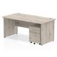 Impulse 1600 x 800mm Straight Desk Grey Oak Top Panel End Leg with 2 Drawer Mobile Pedestal