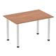 Impulse 1200mm Straight Table Walnut Top Brushed Aluminium Post Leg