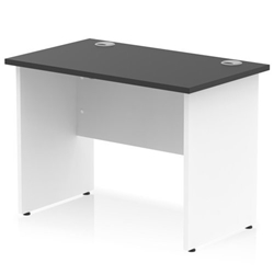 Impulse 1000 x 600mm Straight Office Desk Black Top White Panel End Leg