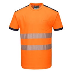 Portwest PW3 Hi Vis Cotton Comfort T-Shirt S/S M Orange/Navy
