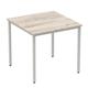 Impulse 800mm Straight Table Grey Oak Top Silver Box Frame Leg