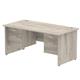 Impulse 1600 x 800mm Straight Desk Grey Oak Top Panel End Leg 2 x 2 Drawer Fixed Pedestal