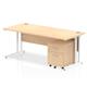 Impulse 1800 x 800mm Straight Desk Maple Top White Cantilever Leg with 2 Drawer Mobile Pedestal