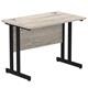 Impulse 1000 x 600mm Straight Desk Grey Oak Top Black Cantilever Leg