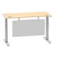 Air 1400 x 600mm Height Adjustable Desk Maple Top Cable Ports Silver Leg With Silver Steel Modesty Panel