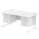 Impulse 1600 x 800mm Straight Desk White Top White Cantilever Leg 2 x 3 Drawer Fixed Pedestal