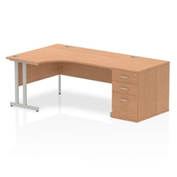 Impulse 1600 Left Hand Cantilever Workstation 800 Pedestal Bundle Oak