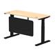 Air 1400 x 600mm Height Adjustable Desk Maple Top Cable Ports Black Leg With Black Steel Modesty Panel