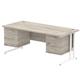 Impulse 1800 x 800mm Straight Desk Grey Oak Top White Cantilever Leg 1 x 2 Drawer 1 x 3 Drawer Fixed Pedestal