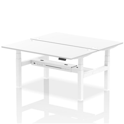 Air Back-to-Back 1600 x 800mm Height Adjustable 2 Person Bench Desk White Top CP White Frame