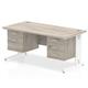 Impulse 1600 x 800mm Straight Desk Grey Oak Top White Cable Managed Leg 1 x 2 Drawer 1 x 3 Drawer Fixed Pedestal