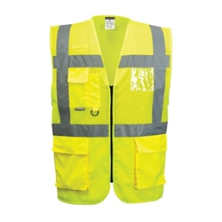Portwest Madrid Hi Vis Half Mesh Executive Vest M Yellow (Pack of 10)