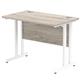 Impulse 1000 x 600mm Straight Desk Grey Oak Top White Cantilever Leg