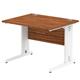 Impulse 1000/800 Rectangle White Cable Managed Leg Desk Walnut
