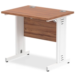 Impulse 800 x 600mm Straight Desk Walnut Top White Cable Managed Leg
