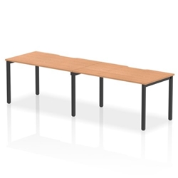 Evolve Plus 1400mm Single Row 2 Person Office Bench Desk Oak Top Black Frame