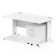 Impulse 1400 x 800mm Straight Desk White Top White Cable Managed Leg with 2 Drawer Mobile Pedestal Bundle