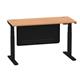 Air 1400 x 600mm Height Adjustable Desk Oak Top Cable Ports Black Leg With Black Steel Modesty Panel