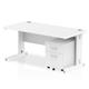 Impulse 1600 x 800mm Straight Desk White Top White Cable Managed Leg with 2 Drawer Mobile Pedestal