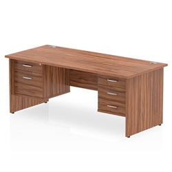Impulse 1800 Rectangle Panel End Leg Desk WALNUT 1 x 2 Drawer 1 x 3 Drawer Fixed Ped
