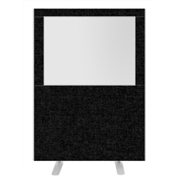 Impulse Plus Clear Half Vision 1500/1200 Floor Free Standing Screen Black Fabric Light Grey Edges