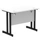 Impulse 1000 x 600mm Straight Desk White Top Black Cantilever Leg