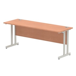 Impulse 1800/600 Rectangle Silver Cantilever Leg Desk Beech