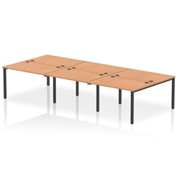 Impulse Bench B2B 6 Person 1200 Black Frame Office Bench Desk Oak
