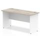 Impulse 1400 x 600mm Straight Desk Grey Oak Top White Panel End Leg