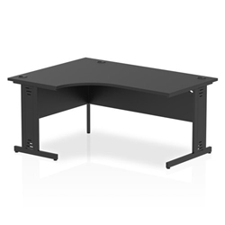 Impulse 1600mm Left Crescent Office Desk Black Top Black Cable Managed Leg