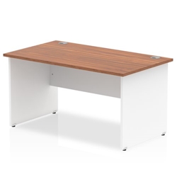 Impulse Panel End 1400/800 Rectangle Desk Walnut Top White Panels Ref TT000007