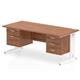 Impulse 1800 x 800mm Straight Desk Walnut Top White Cable Managed Leg 1 x 2 Drawer 1 x 3 Drawer Fixed Pedestal