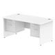 Impulse 1600 x 800mm Straight Desk White Top Panel End Leg 2 x 2 Drawer Fixed Pedestal